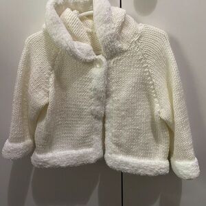 Cozy White Knit Kids Cape